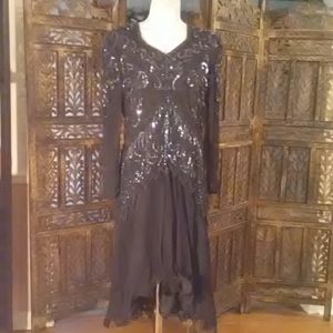 black beaded cocktail dress with sequins, size M